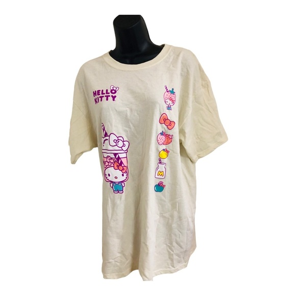 Hello Kitty cream relaxed fit graphic print ice cream shop t-shirt size large - Picture 9 of 16